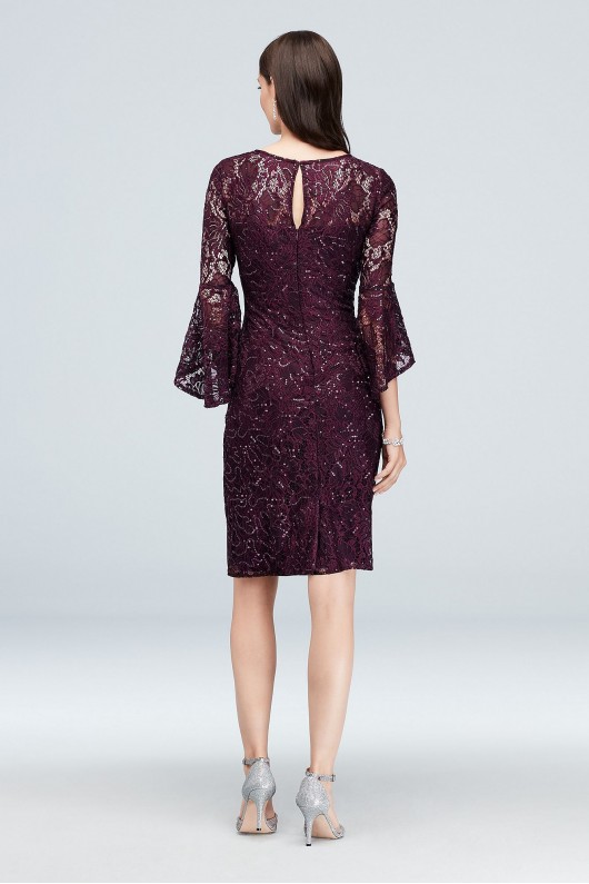 Draped Bell Sleeve Glitter Lace Cocktail Dress Nightway 21660