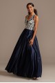 Embellished Bodice Satin Gown with Open Back Blondie Nites 1168BN