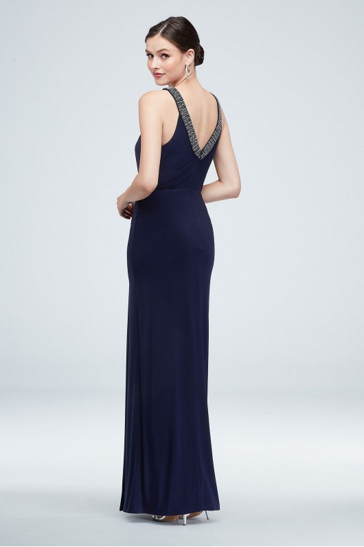 Embellished High Neck Gown with Knot Detail Marina 262062D