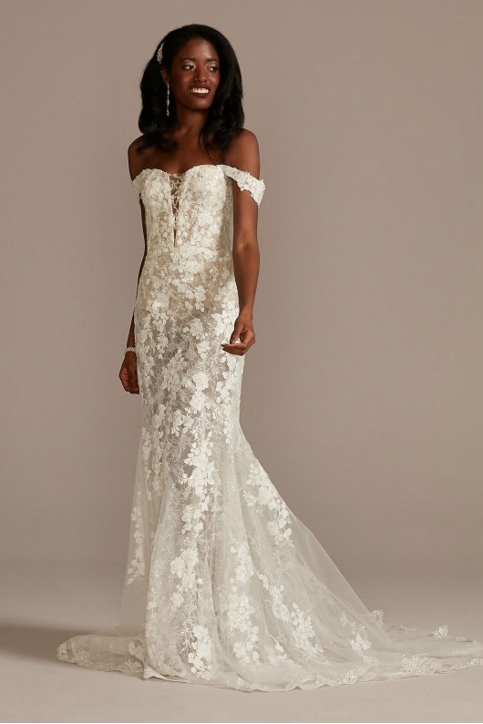 Embellished Illusion Lace Bodysuit Wedding Dress  MBSWG899