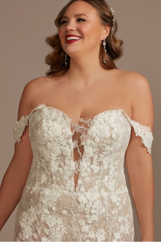 Embellished Illusion Lace Plus Size Wedding Dress  9MBSWG899