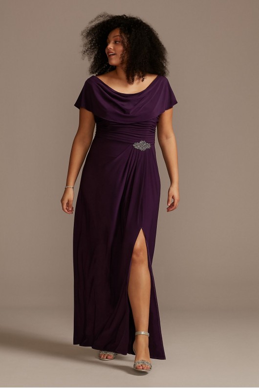 Embellished Pleated Cowlneck Plus Size Dress Alex Evenings 84351491