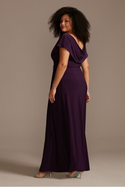 Embellished Pleated Cowlneck Plus Size Dress Alex Evenings 84351491
