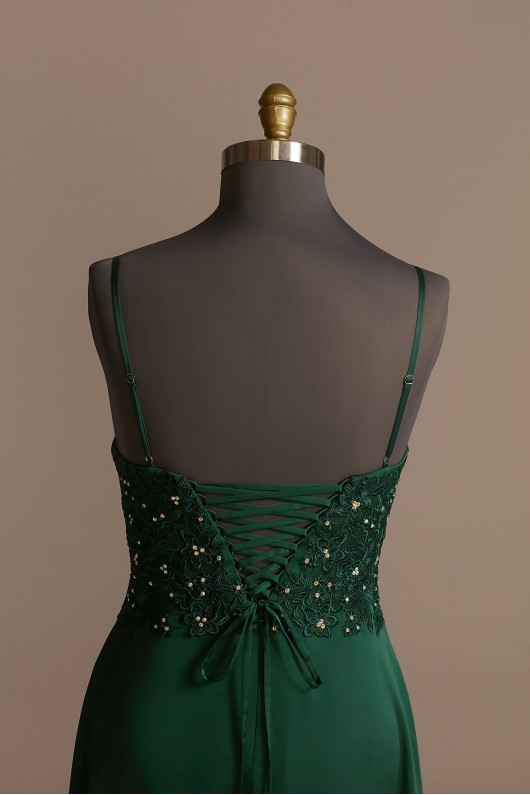 Embellished Skinny Strap Plus Size Dress with Slit  WBM2303RWW