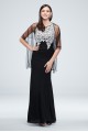 Embroidered Crystal-Accented Vines Gown with Shawl Alex Evenings 160073D