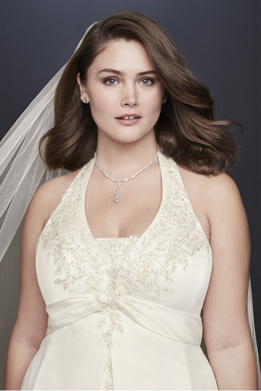 Embroidered Lace Satin Plus Size Wedding Dress  Collection 9OP1356