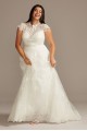 Embroidered Mock Neck Tall Plus Wedding Dress Melissa Sweet 4XL8MS251205