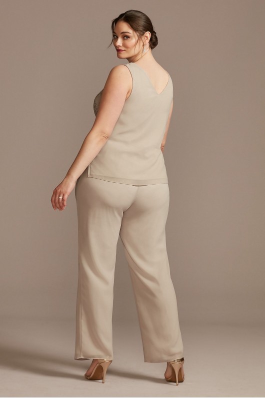 Embroidered Plus Size Three-Piece Pantsuit Le Bos 29293