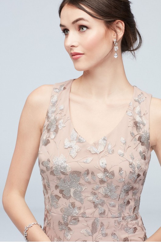 Embroidered Sequin Flower V-Neck Tulle Gown Alex Evenings 8117859