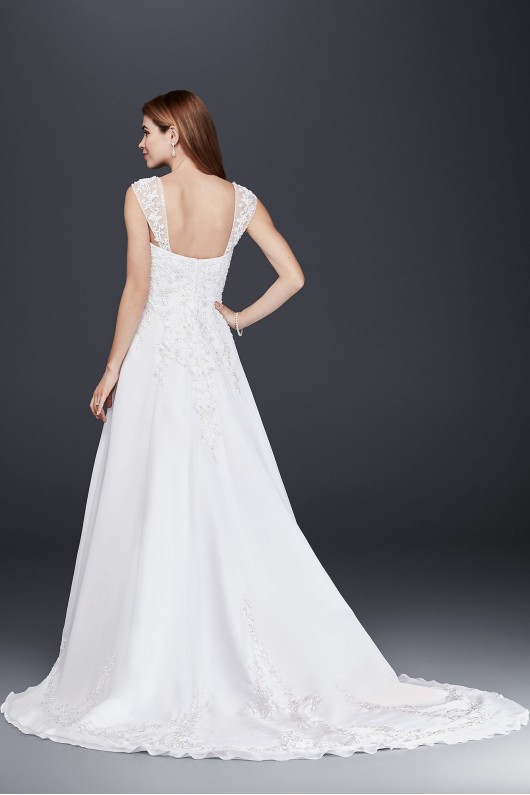 Extra Length Chiffon Cap Sleeve Wedding Dress  Collection 4XLV9010