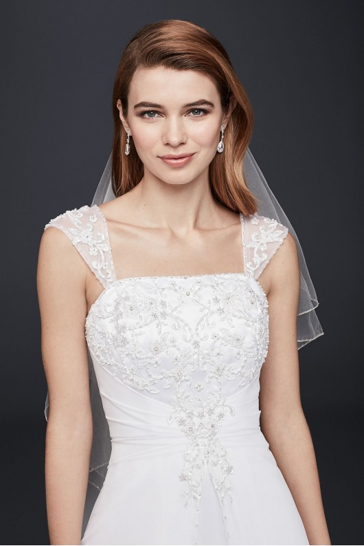 Extra Length Chiffon Cap Sleeve Wedding Dress  Collection 4XLV9010