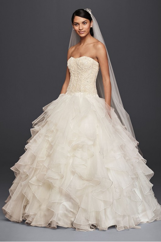 Extra Length Organza Ruffle Skirt Wedding Dress  4XLCWG568