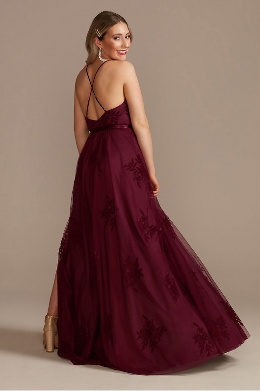 Flocked Tulle Low-Back Bridesmaid Dress  GS290044