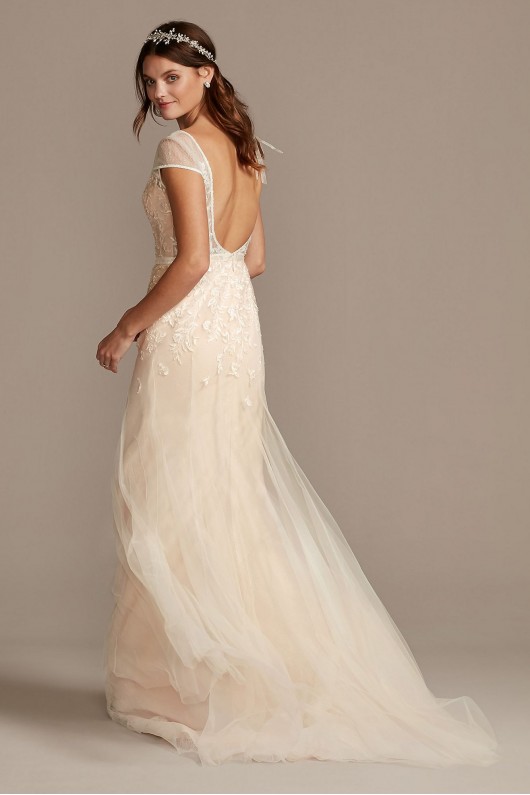 Floral Applique Cap Sleeve Petite Wedding Dress Melissa Sweet 7MS251218