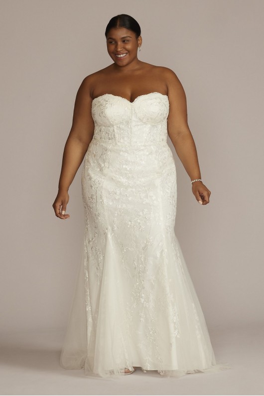 Floral Applique Mermaid Plus Size Wedding Dress DB Studio 9WG4049