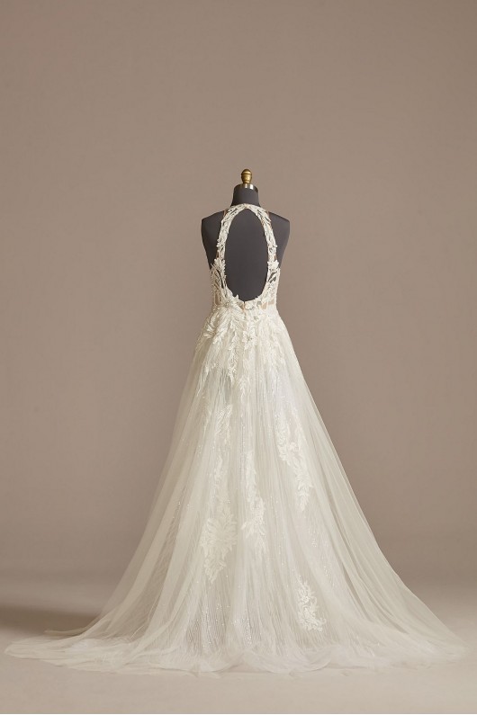 Floral Applique Open Back Bodysuit Wedding Dress  MBSWG841