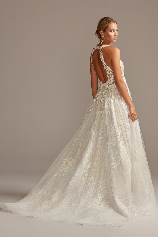 Floral Applique Open Back Petite Wedding Dress  7SWG841