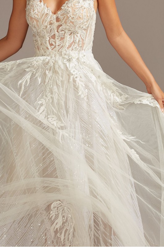 Floral Applique Open Back Petite Wedding Dress  7SWG841