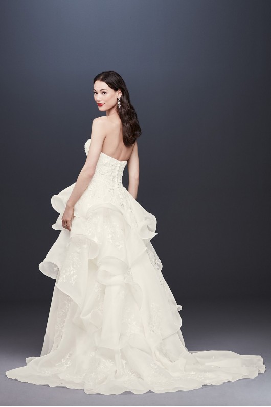 Floral Applique Wedding Dress with Tiered Skirt  CWG822