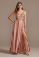 Floral Embellished Gown with Satin Split Skirt Sequin Hearts 6729MV8S