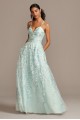 Floral Embellished Spaghetti Strap Lace-Up Gown Cachet 60978D