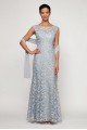 Floral Embroidered Mermaid Dress with Shawl Alex Evenings 8117912