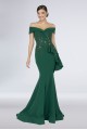 Floral Embroidered Stretch-Crepe Off-Shoulder Gown Terani Couture 1911M9339