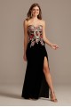 Floral Embroidered Velvet Strapless Sheath Gown Blondie Nites 1294BN