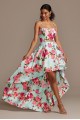 Floral High Low Dress with Back Cutout Blondie Nites 2128BN