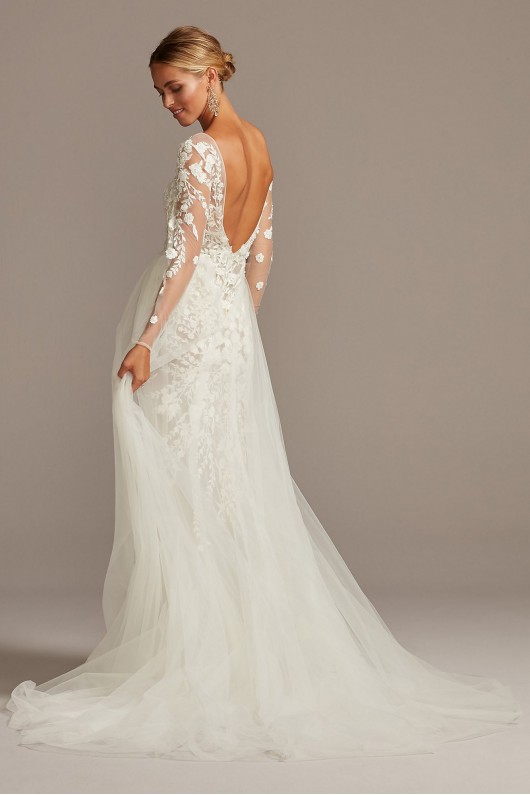 Floral Illusion Tall Bodysuit Wedding Dress  4XLSWG851