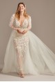 Floral Illusion Tall Plus Bodysuit Wedding Dress  4XL9SWG851