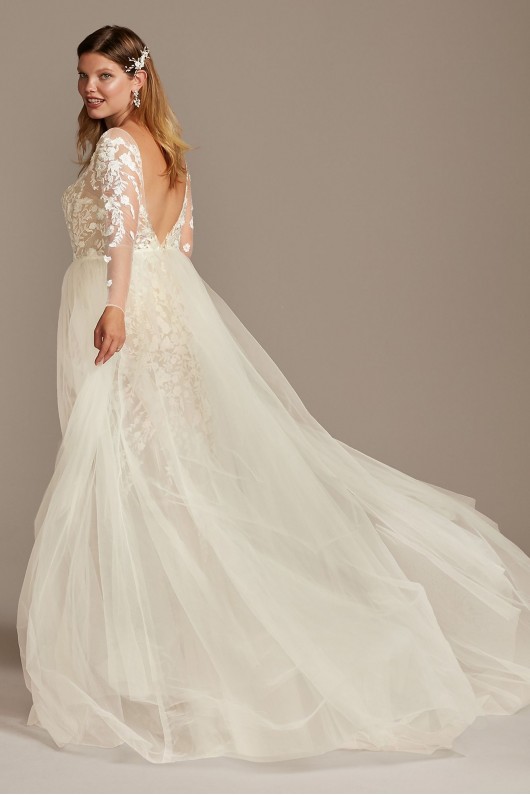 Floral Illusion Tall Plus Bodysuit Wedding Dress  4XL9SWG851
