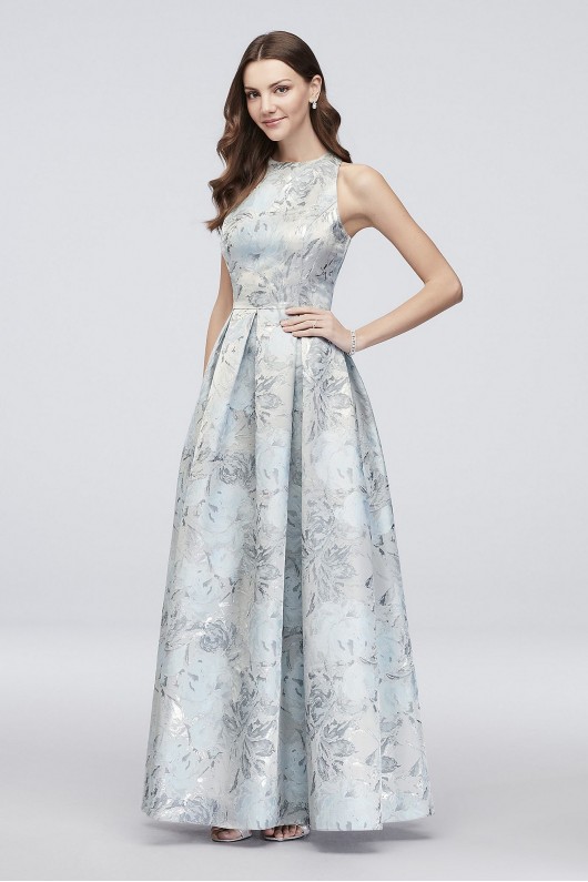 Floral Jacquard Sleeveless Ball Gown with Pockets Alex Evenings 1811231