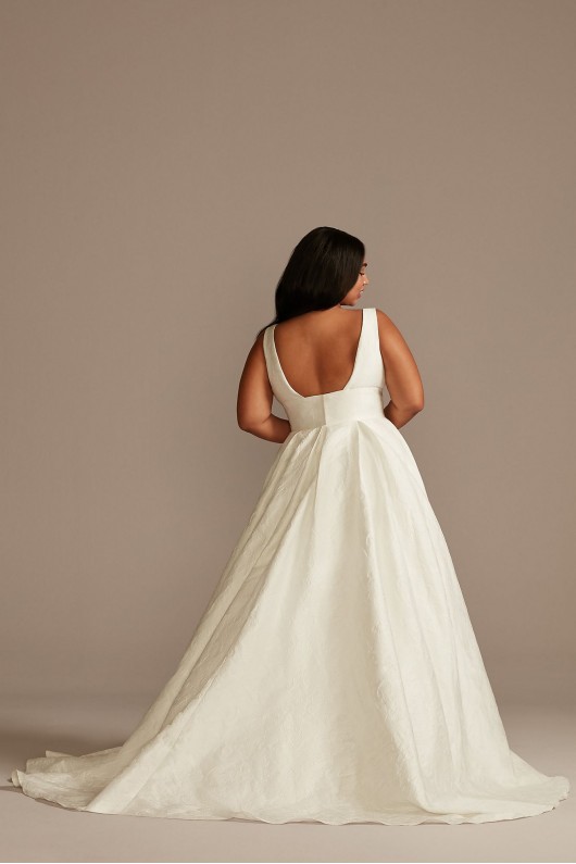 Floral Jacquard V-Neck Plus Size Wedding Dress DB Studio 9WG4012DB