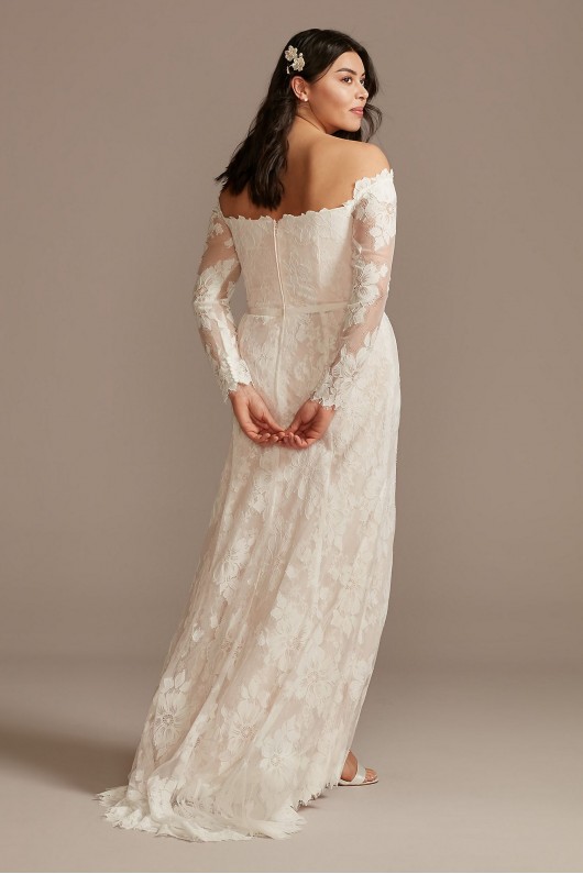 Floral Lace Long Sleeve Plus Size Wedding Dress Melissa Sweet 8MS161225
