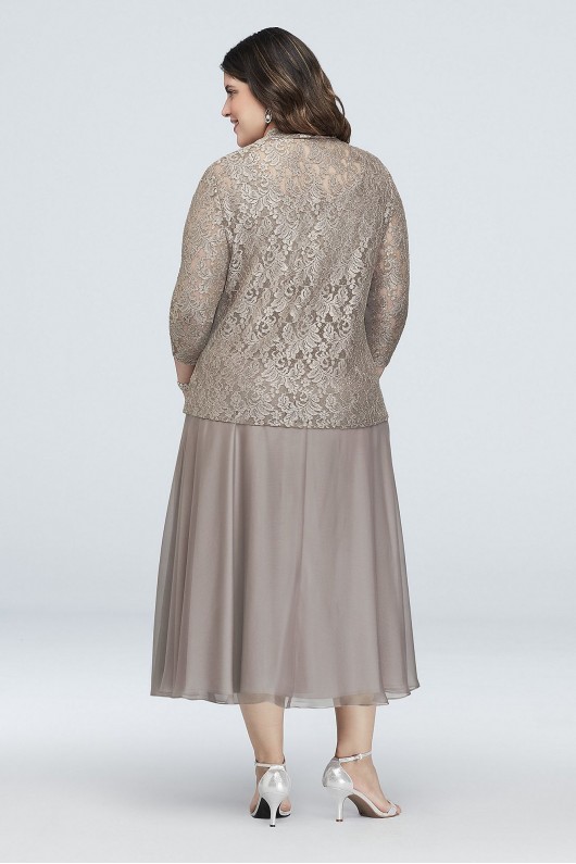 Floral Lace Plus Size Dress with 3/4 Sleeve Jacket Alex Evenings 41220731