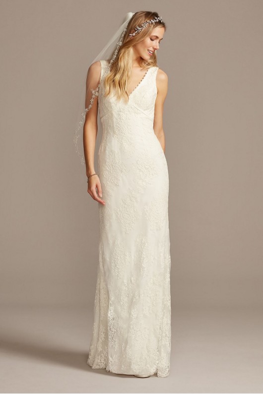 Floral Lace Wedding Dress with Tank Sleeves Galina 7KP3783
