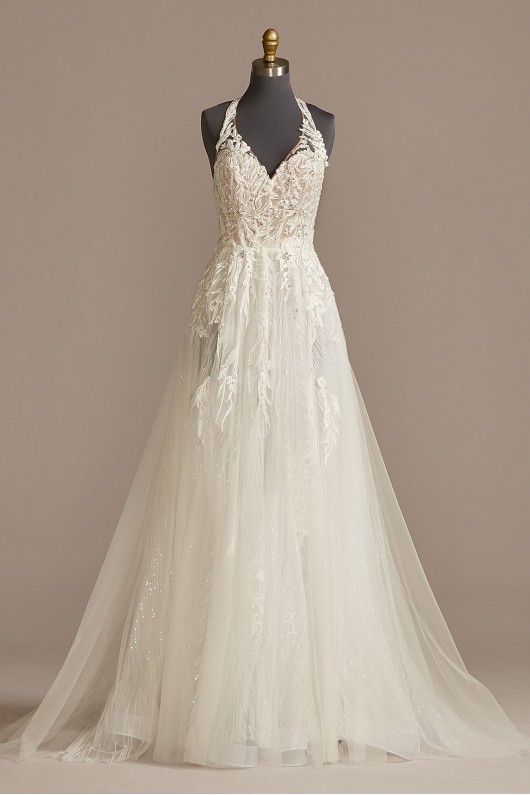 Floral Open Back Bodysuit Tall Wedding Dress  4XLMBSWG841