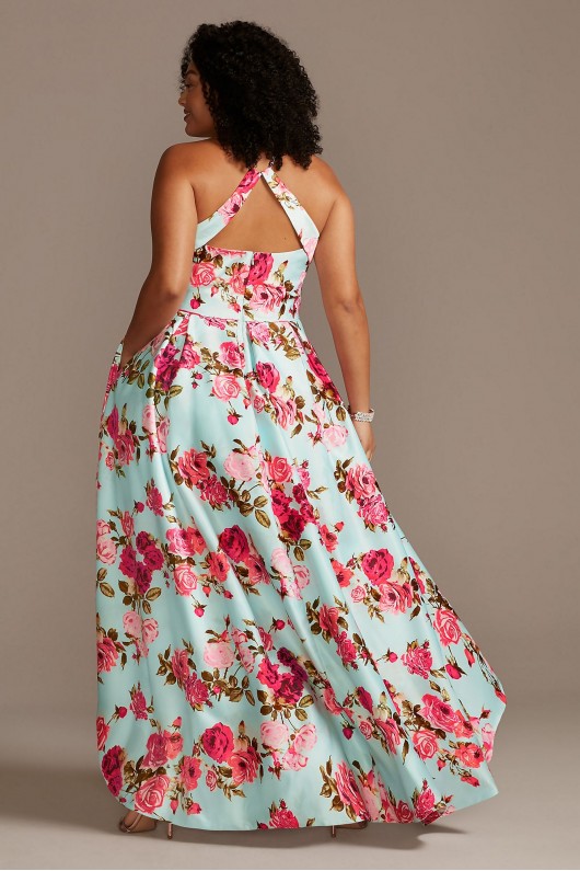 Floral Plus Size High Low Dress with Open Back Blondie Nites 2128BNW