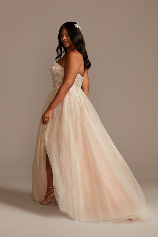 Floral Plus Size Wedding Dress with Metallic Tulle  9SWG871