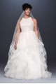 Floral Sequin Tiered Plus Size Wedding Dress  Collection 9V3901