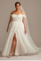 Floral Tall Plus Wedding Dress with Swag Sleeves  4XL9SWG834