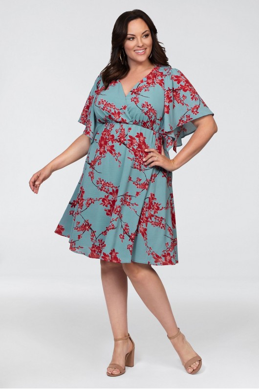 Florence Flutter Sleeve Plus Size Dress Kiyonna 12191302