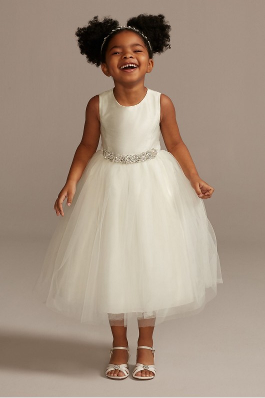 Flower Girl Dress with Tulle and Ribbon Waist  OP218