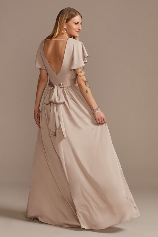 Flutter Sleeve Charmeuse Tall Bridesmaid Dress  4XLF20347