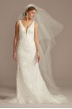 Geometric Beaded Illusion Plunge Wedding Dress  SWG873