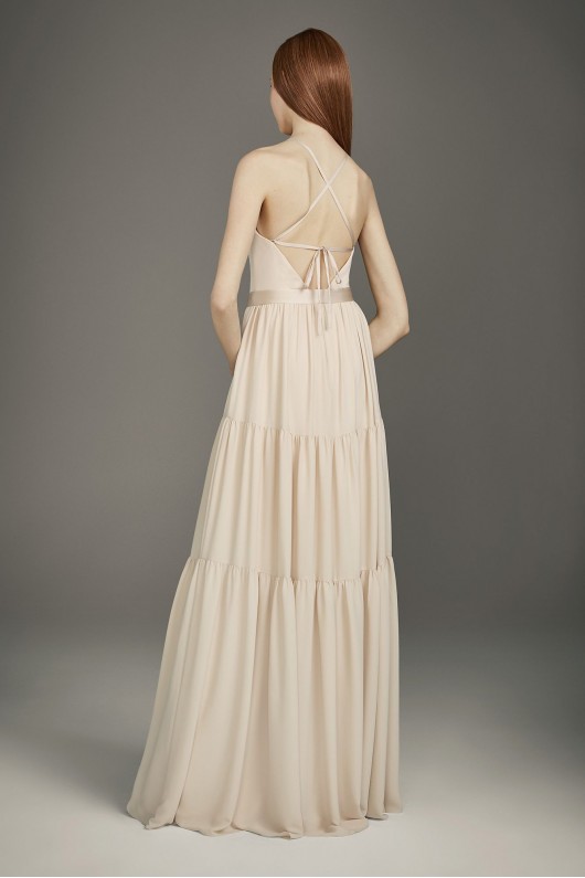 Georgette Bridesmaid Dress with Peasant Skirt VW360488