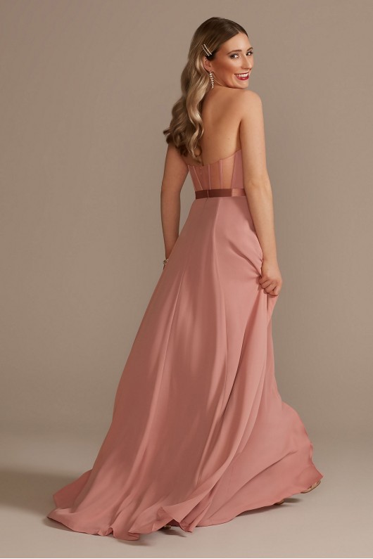 Georgette V-Wire Bridesmaid Dress with Corset Back  GS290021