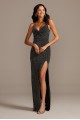 Glitter Knit Bodice Twist Spaghetti Strap Gown Emerald Sundae AAZ4193012