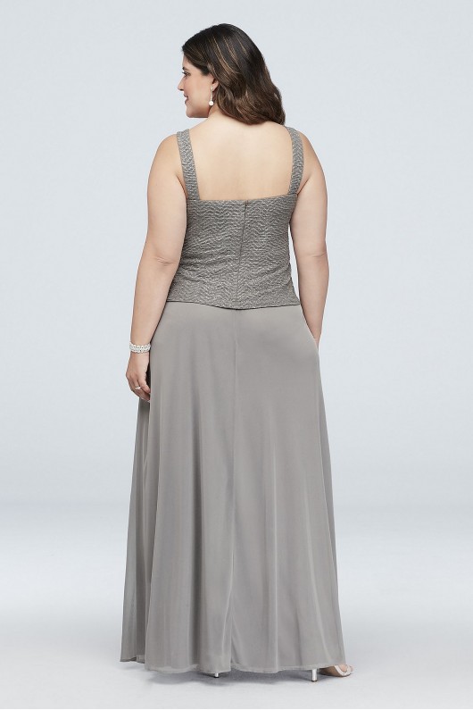 Glitter Knit and Mesh Plus Size Gown with Jacket Onyx 950251